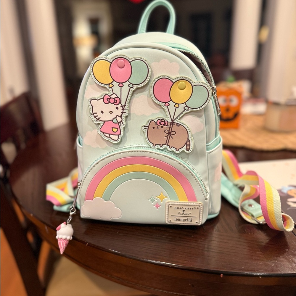 Sanrio Mint Backpack with Hello Kitty and Balloons